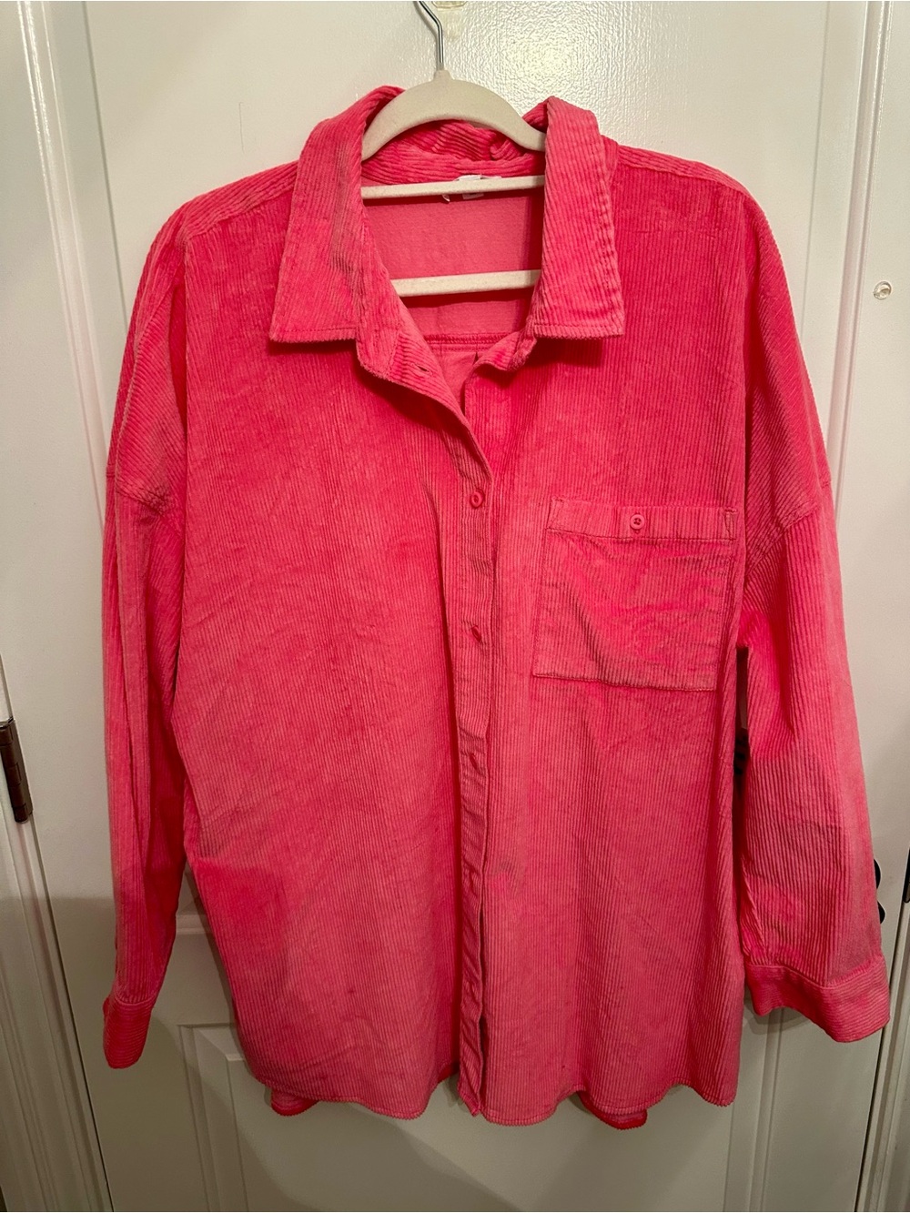 NWT ! BP Nordstrom Pink Azalea Corduroy Oversized Shacket Shirt Plus Size 3X - Picture 2 of 5